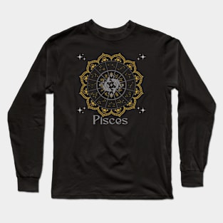 Pisces Zodiac Mandala Long Sleeve T-Shirt